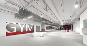 Rendition of HAWK Fitness Lobby